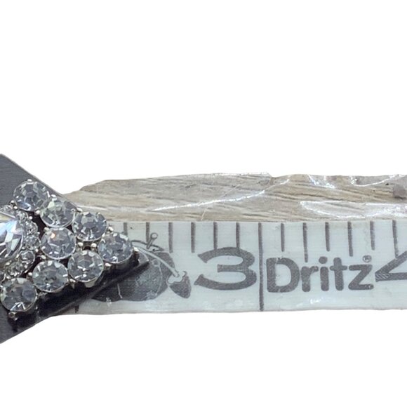 Dangling Rhinestone Diamond Shape Earrings Black Metal Formal Fashion Glam 2.5" - Picture 5 of 5